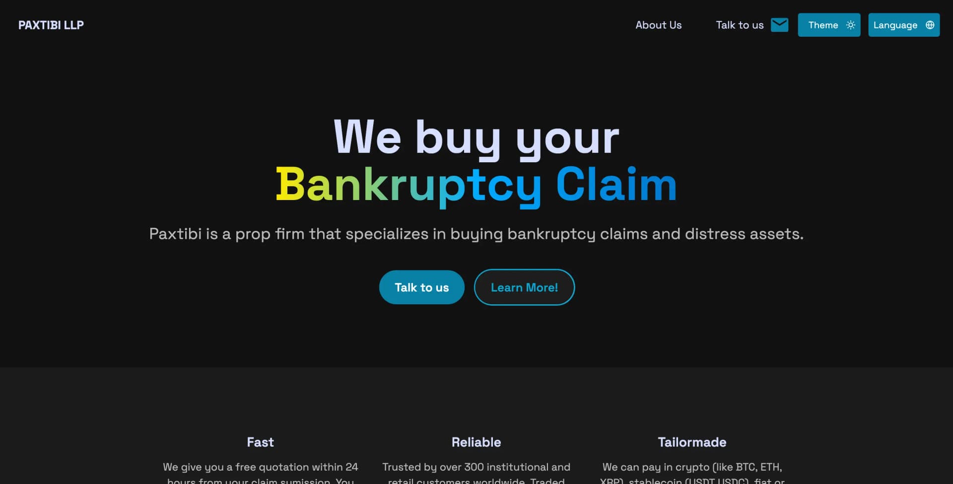 Paxtibi LLP — We buy your Bankruptcy Claim